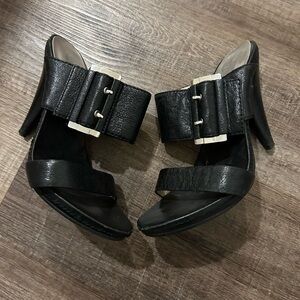 Michael Kors Black Heeled Sandals with Buckle Detail